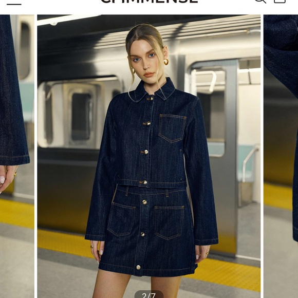 👖🚙👥Dark Blue Button-Front Denim Mini Skirt - Picture 8 of 14